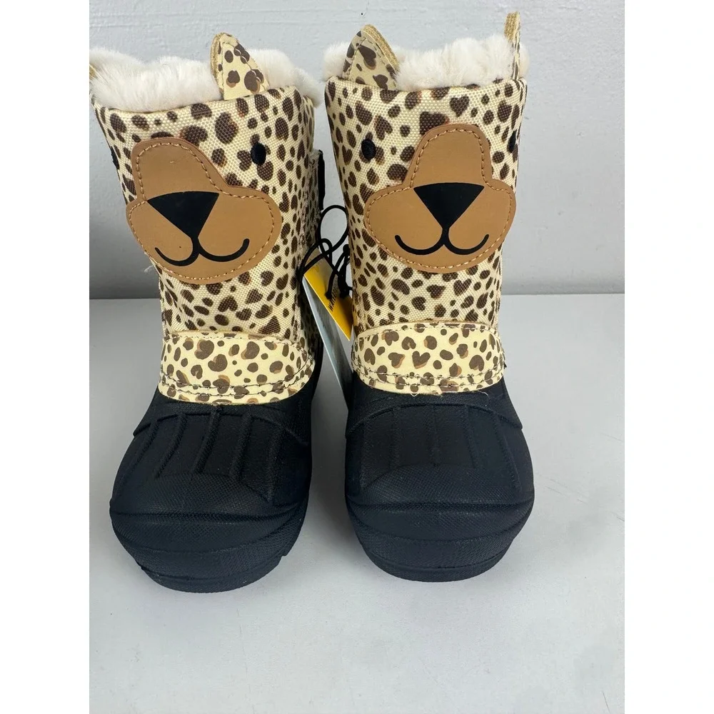 Cat & Jack Frankie Toddler Girls Leopard Bear Waterproof Winter Boots Tan Size 7